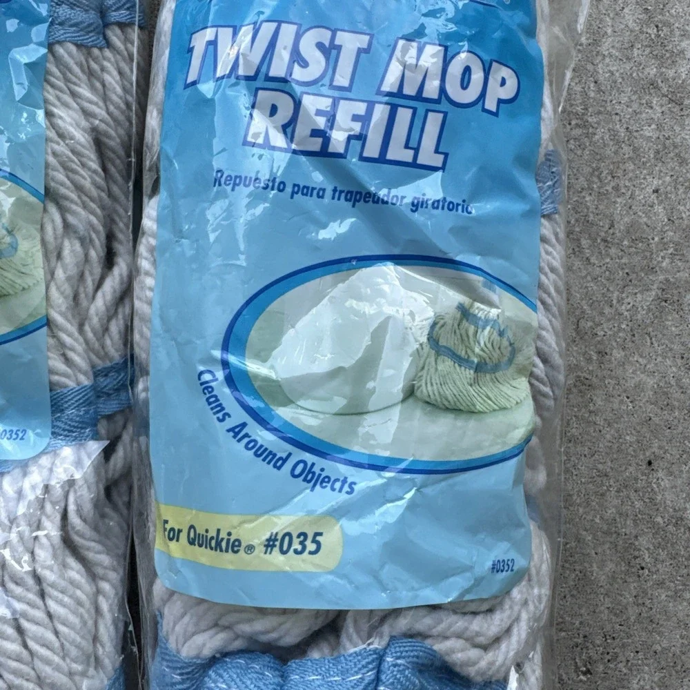Quickie Home Pro Twist Mop Refill #035 Cotton Yarn Scrubber NOS 2006 Lot Of 2